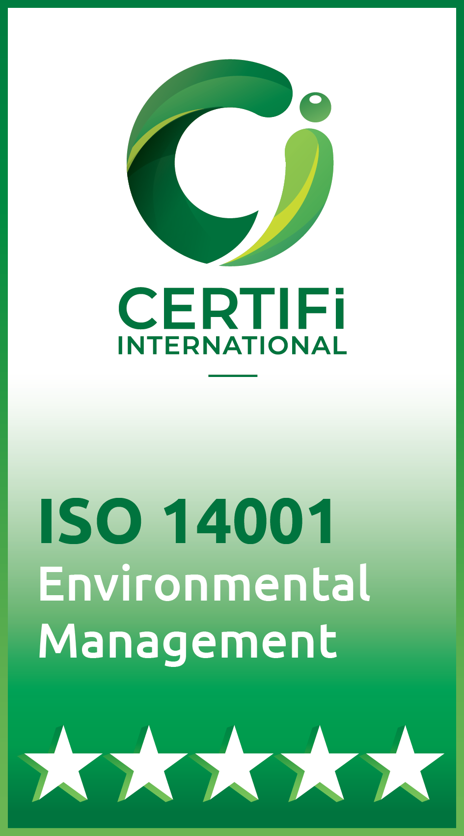 ISO 14001 Environmental Management Certification badge, Certifi International