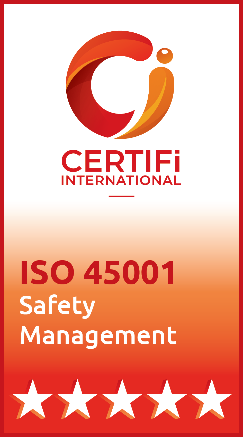 ISO 45001 Occupational Health and Safety Certification badge, Certifi International