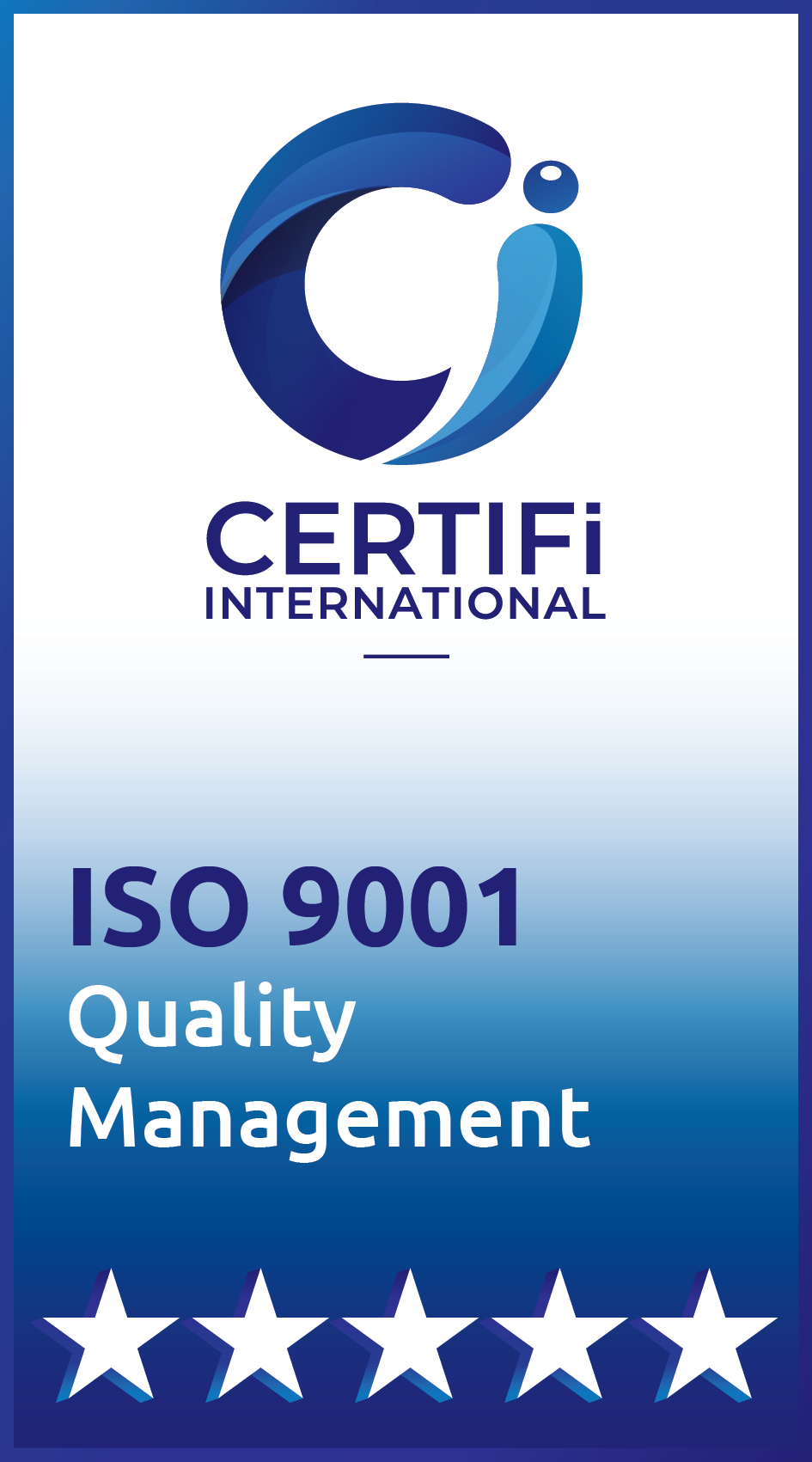 ISO 9001 Quality Management Certification badge, Certifi International